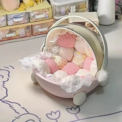 Labubu Baby Stroller Storage Box & Space Module Doll Cradle — Doll Bed Furniture & Accessories for Labubu Dolls