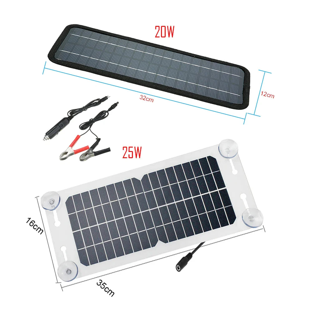 12V Solar Trickle Charger — Portable Waterproof Solar Battery Maintainer for Car