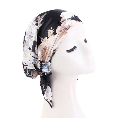 Women’s Satin Pre-Tied Turban – Paisley Pattern Muslim Headband & Chemo Hair Scarf Head Wrap Bandana