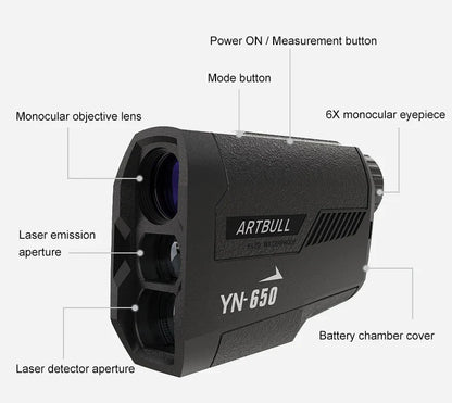 ARTBULL 1000m Golf Rangefinder – 650m Telescope with Flag-Lock, Slope, Pin Laser Distance Meter for Hunting & Outdoor Activities