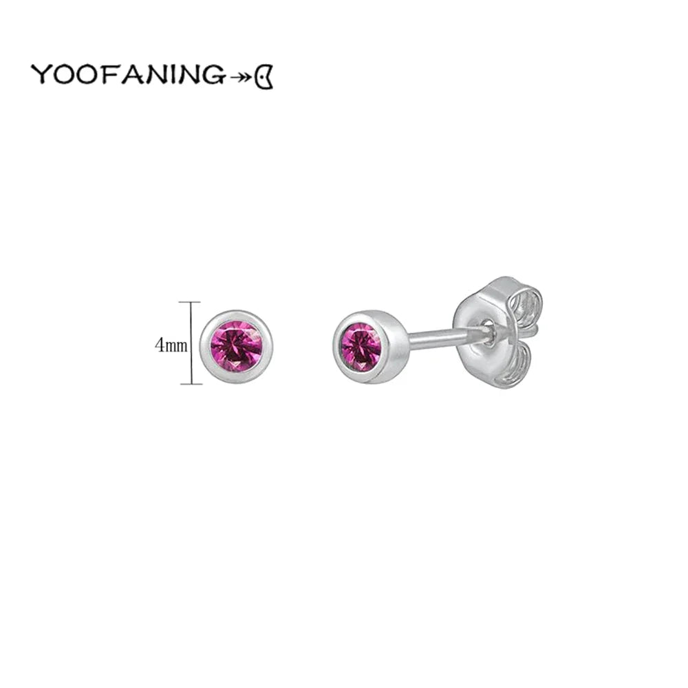925 Sterling Silver Ear Needle Earrings – Simple Circular Gold & Silver Studs for Women Jewelry (Multiple Sizes)