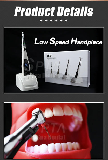 SPTA Cordless Dental Endo Motor – LED 16:1 Contra Angle with Reduction Head for Low-Speed Endodontic Treatment