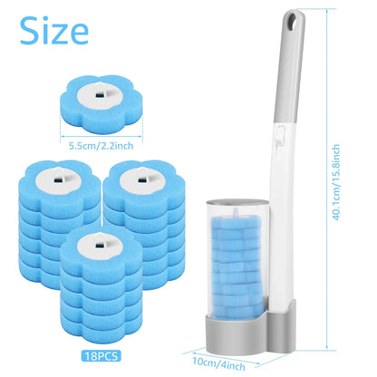 18/36pcs Toilet Brush Set – Long Handle Bathroom Cleaning Brush with Disposable Replacement Heads for Home WC Accessories