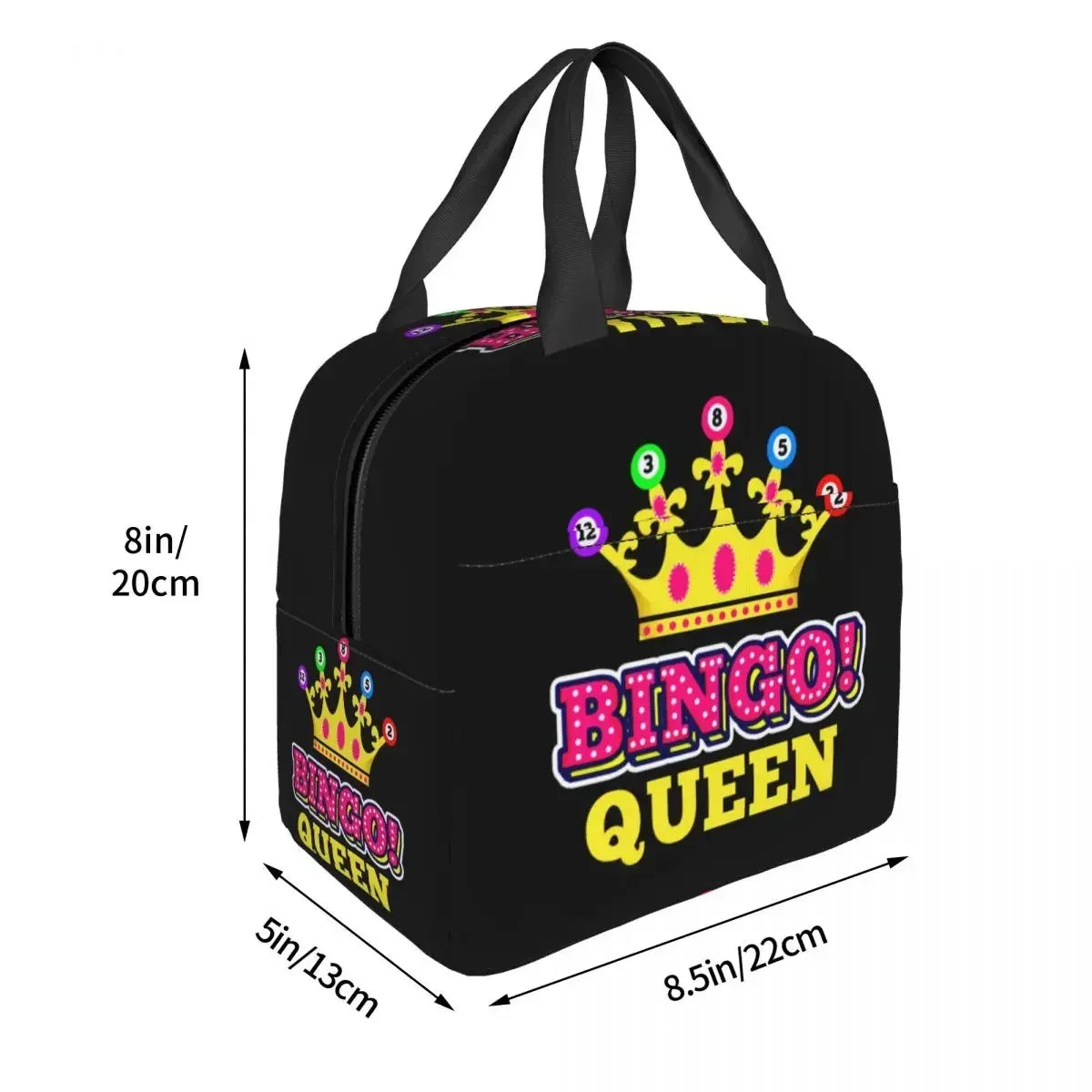 Bingo Queen Insulated Lunch Bag - Waterproof Thermal Cooler Tote for Work, Office & Picnics