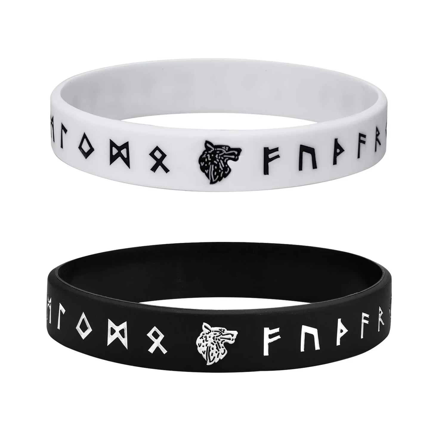 Vnox 12mm Silicone Bracelet for Men - Soft Rubber Viking Compass Rune Amulet Wristband Set