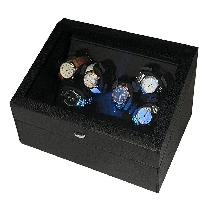Watch Winder Box – Quiet Motor, USB LED, PU Leather, Variable Speed for Automatic Watches