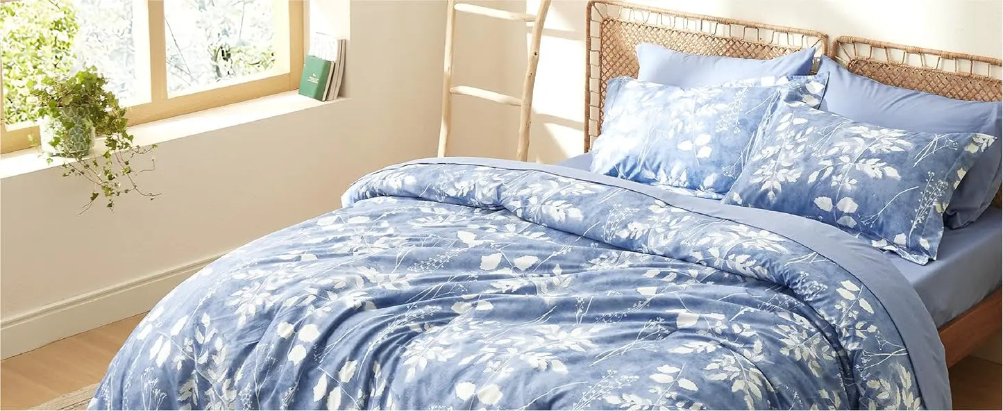 Bedsure 7-Piece Floral Comforter Set – Reversible Botanical Bedding with Sheets, Pillowcases & Shams