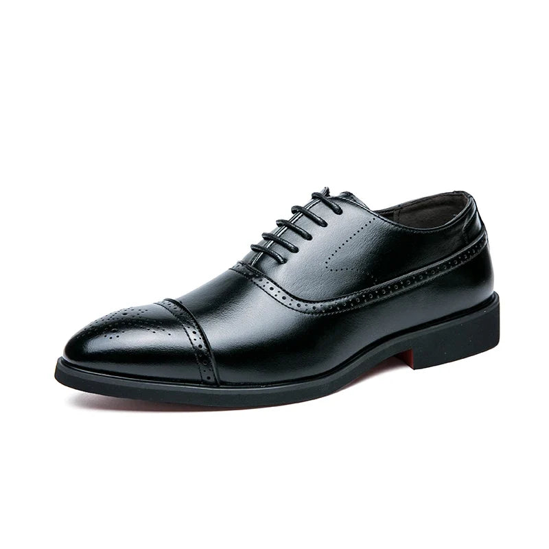 Men’s Red Sole Oxford Brogue Shoes - Retro Carved Lace-Up Business & Party Dress Shoes