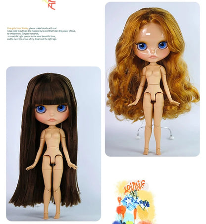 ICY DBS Blythe Doll – 30CM Tan Skin Matte & Glossy Face, Pouting Lips, 19-Joint BJD DIY Costume Doll Gift