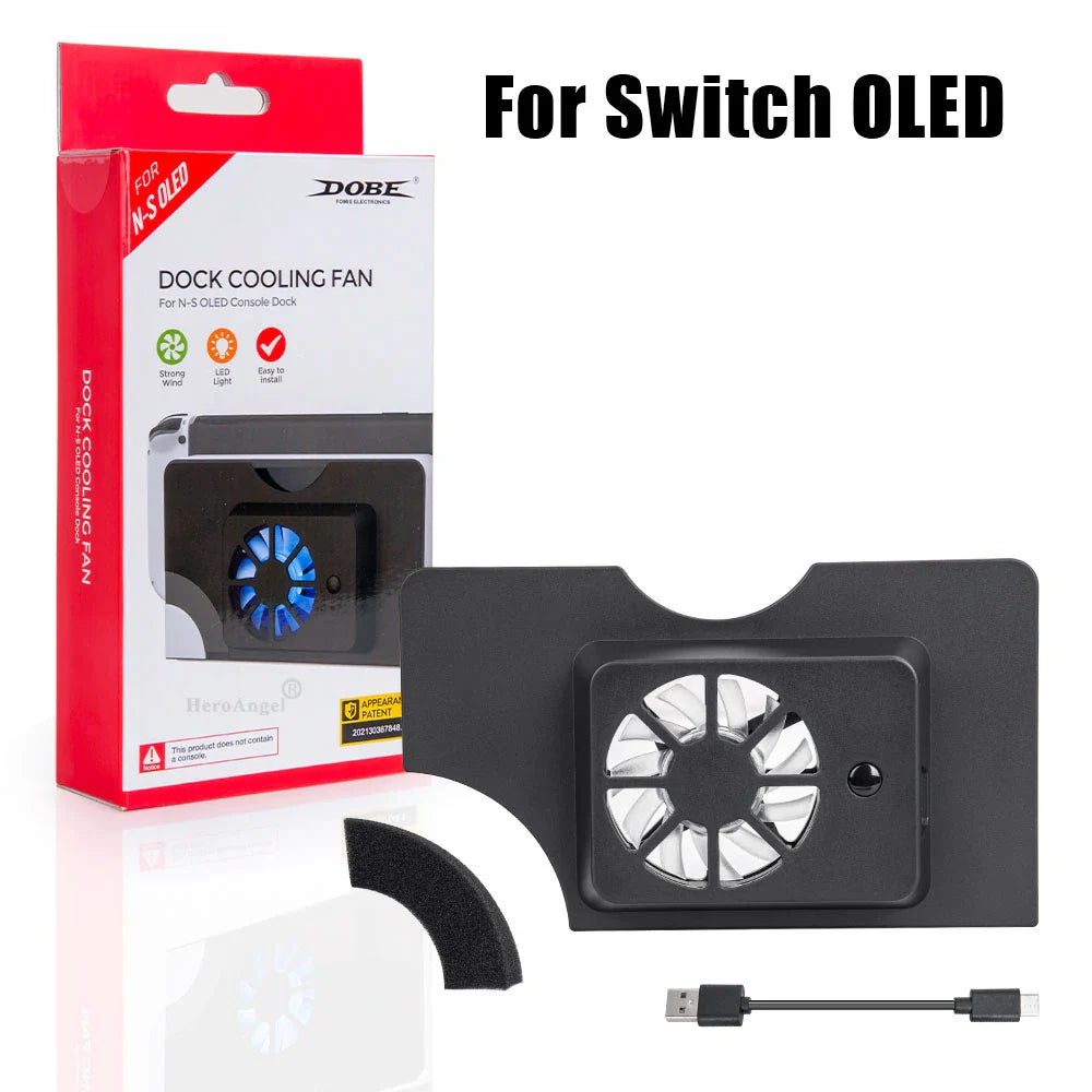 Nintendo Switch/OLED Dock Cooling Fan — LED USB Console Cooler Accessory for Original Dock Stand