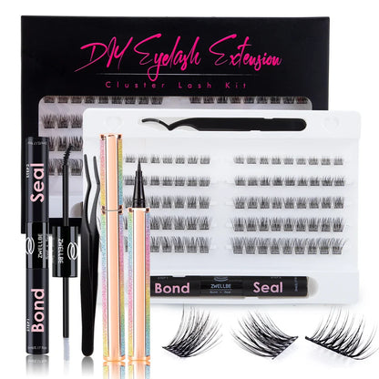 Lash Bond, Seal, and Remover Kit – Waterproof Cluster Eyelash Glue, Strong Hold, Fast Removal for DIY Extensions