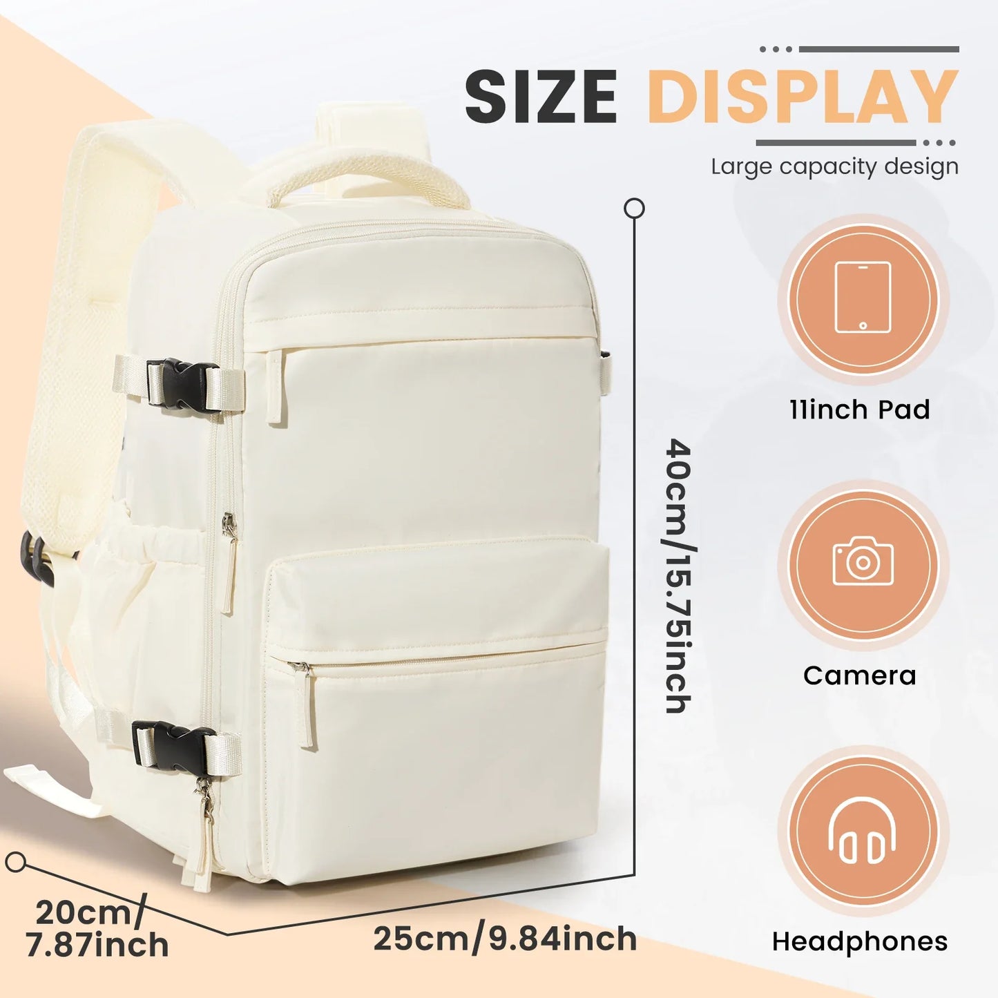 Ryanair Cabin Bag 40x20x25 — Men’s Air Vacuum Compression Laptop Backpack with 42x29x15 Vacuum Clothing Storage Bag