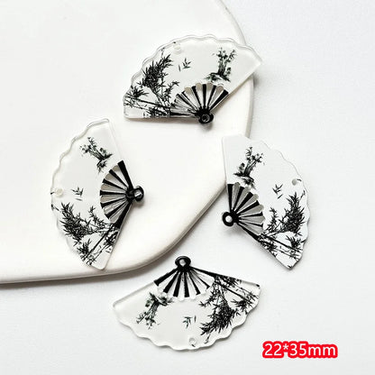 2024 90pcs Cartoon Fan-Shaped Acrylic Beads – Colorful DIY Jewelry, Hair & Clothing Craft Accessories