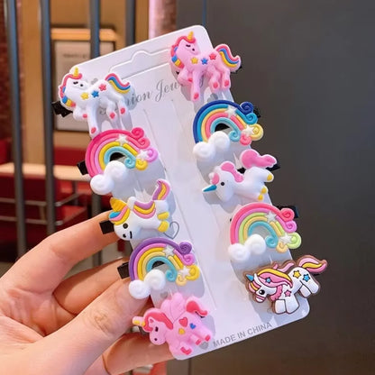 Girls Cartoon Unicorn Hair Clips - Cute Kids Hairpins, Barrettes and Fashion Hair Accessories Set