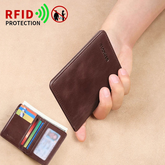 GERUOLA Vintage Genuine Leather Men’s Wallet – Ultra-Thin RFID Blocking Top-Grain Cowhide Multi-Card Holder with Secure Snap Button Slim Wallet for Men