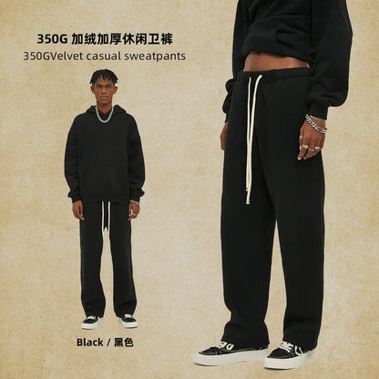 Straight-Lined Solid Color Cashmere Sweatpants – Soft Cozy Lounge Pants