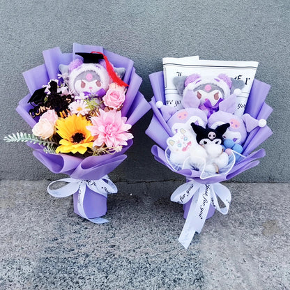 Sanrio Kuromi Plush Flower Bouquet — Soft Plush Doll Gift for Christmas, Valentine's Day, Birthday & Wedding Party