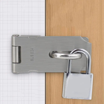 Stainless Steel Padlock Hasp Lock | 90° Right Angle Door Clasp, Shed Gate Latch, Burglar-Proof Household Bolt Buckle
