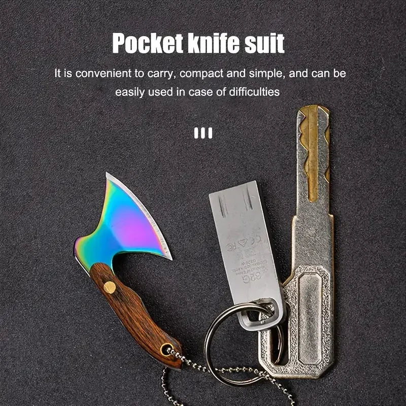 Mini Stainless Steel Small Axe Keychain – Portable Knife Pendant Gift & Outdoor Tool Decoration