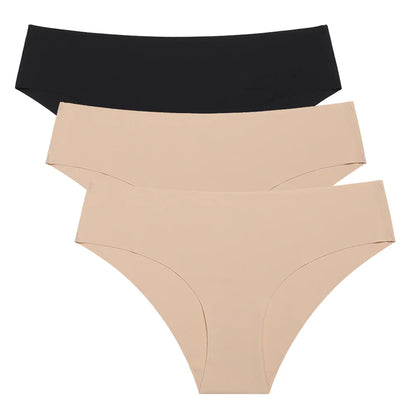 3PCS Sexy Seamless Low-Rise Women’s Underwear — Comfortable Invisible Solid Panties, Lingerie Briefs S-XL