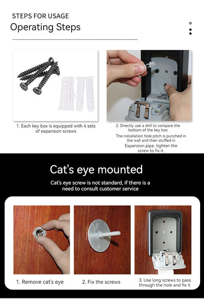 4 Digit Code Key Box – Waterproof Outdoor Password-Protected Storage with Steel Wire Hook for Key Hanging and Security