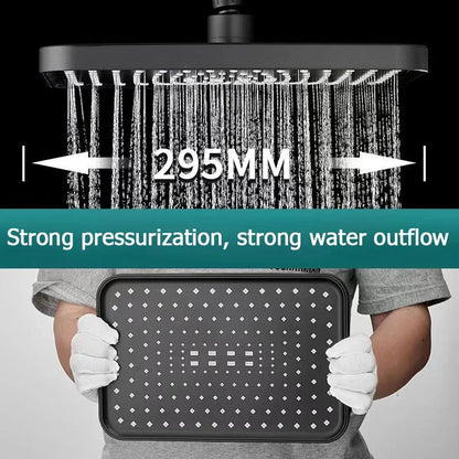 New 12 Inch High Pressure Top Spray Rain Shower Head - Larger Flow Supercharge Rainfall Showerhead with 360° Swivel - Water Saving Design