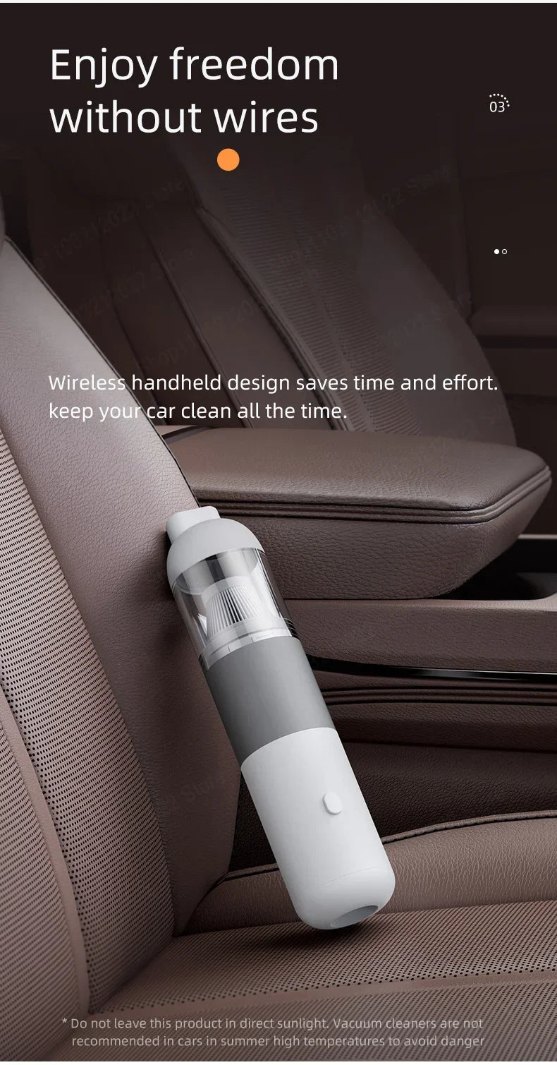 3-in-1 Wireless Car Vacuum Cleaner – Portable Mini Handheld Dust Catcher for Auto Interior Cleaning