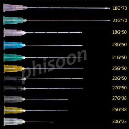 Fine Micro Korea Cannula Needle Tips – 18G-30G Syringe Endo Needles, Plain & Notched Ends, 2PCS/Pack, 10-Pack