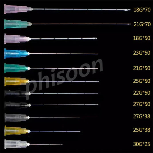 Fine Micro Korea Cannula Needle Tips – 18G-30G Syringe Endo Needles, Plain & Notched Ends, 2PCS/Pack, 10-Pack