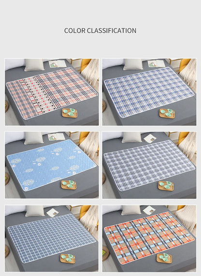 80x120cm 4-Layer Cartoon Dino Diaper Changing Mat – Waterproof Washable Pad for Baby Care & Menstrual Use