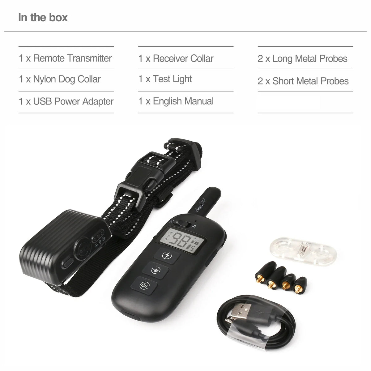2-in-1 Remote Dog Training & Anti-Bark Collar Rechargeable Waterproof Electric Dog Behavior Control System 600M Range