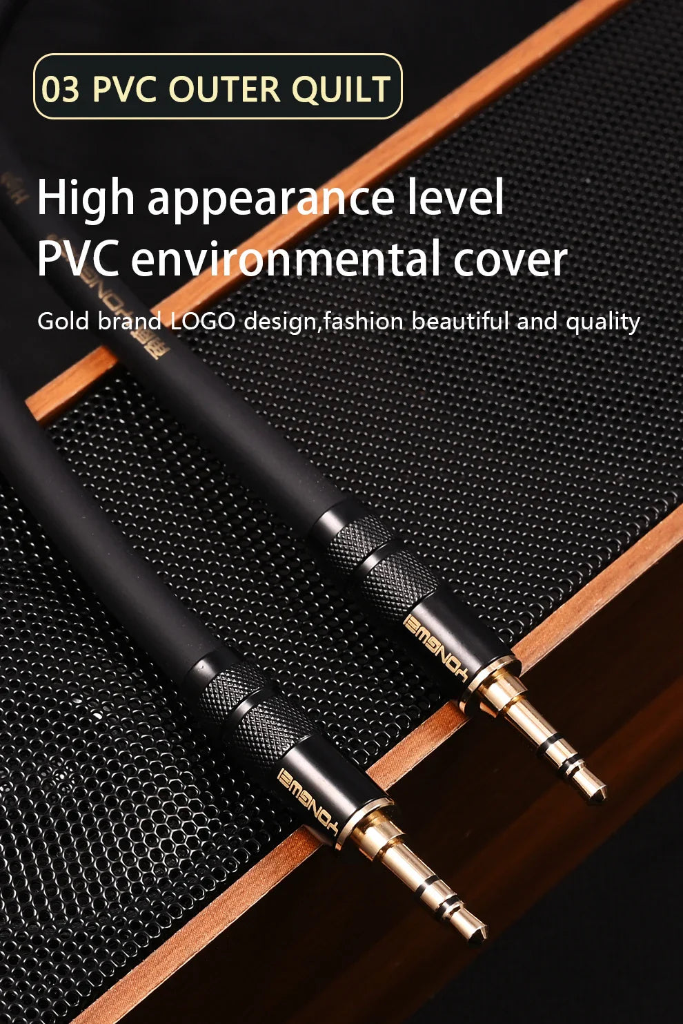 YONGWEI 3.5mm AUX Audio Cable - Straight to Curved Male-to-Male for Car, Mobile Phone, Computer, Speaker and Headset Extension