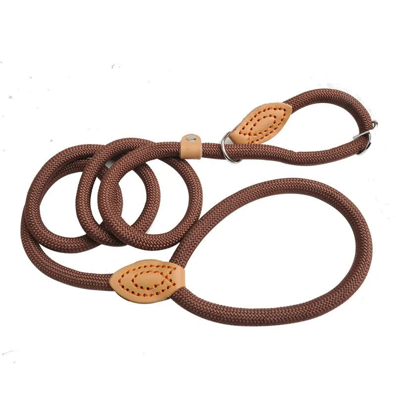 Heavy Duty Braided Rope Dog Leash - Slip Lead with Adjustable Loop Collar, Ideal for Training Medium and Large Dogs