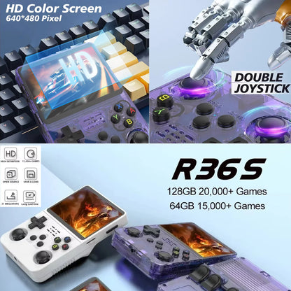 BOYHOM R36S Retro Handheld Game Console – 3.5" IPS, Linux ARKOS, Dual-RAM, 15,000+ Games, 64GB/128GB Portable Pocket Player
