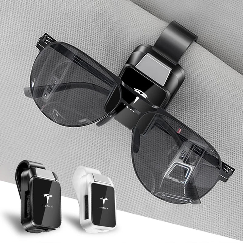 Car Sun Visor Glasses Clip – Interior Eyeglasses Storage Holder for Tesla Model 3, S, X, Y, Cybertruck & Roadster