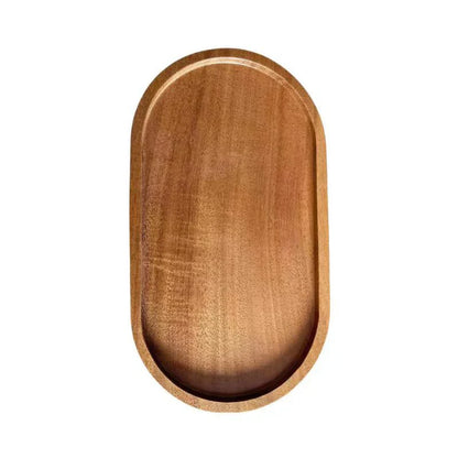 Solid Wood Round Dessert Plate – Japanese-Style Wooden Tray for Snacks, Dried Fruit & Tableware