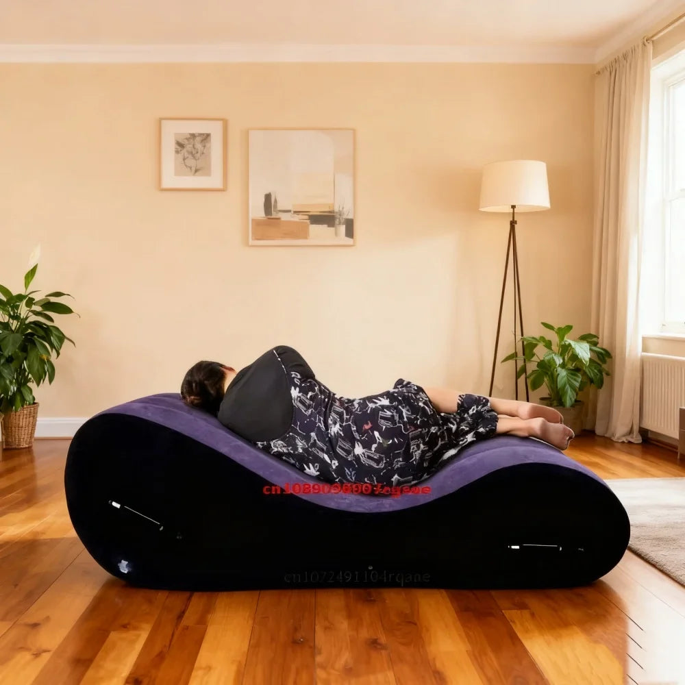 Modern Folding Sofa Bed - Portable Inflatable Travel Lounger with Armrests for Home, Garden, Beach & Camping