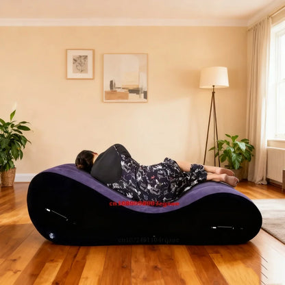 Modern Folding Sofa Bed - Portable Inflatable Travel Lounger with Armrests for Home, Garden, Beach & Camping