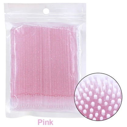 100pcs Eyelash Cleaning Brushes – Micro Cotton Swabs for Lash Extensions & Makeup Remover