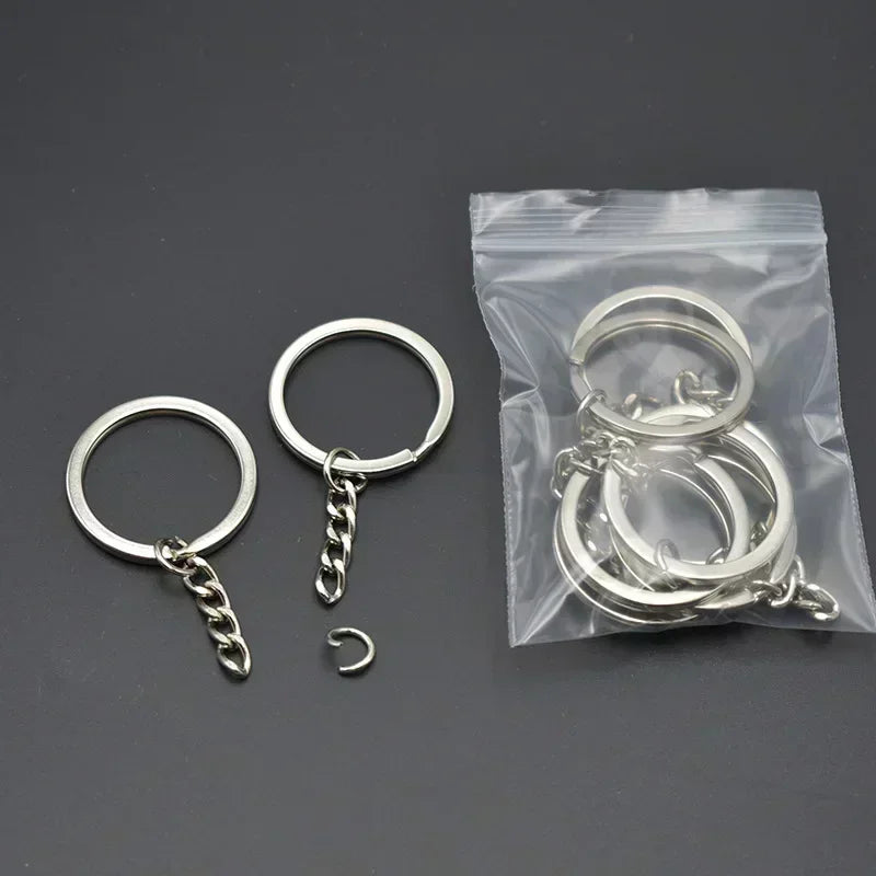 50/100pcs Stainless Steel Keyring Set – Split Rings, Lobster Clasps & Chains for DIY Keychains & Keyfobs