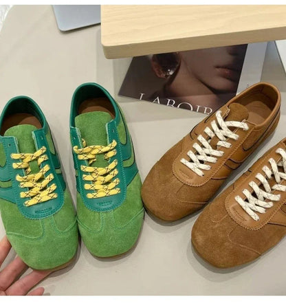Women’s 2024 Genuine Leather Sneakers – Casual Spring Flat Training Shoes for Ladies
