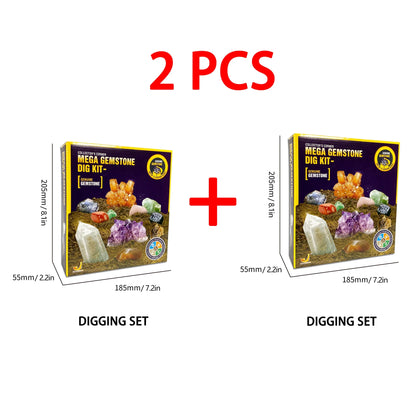 STEM Mega Gemstone Dig Kit – Crystal Mining Excavation Toy Set for Kids Educational Science Discovery Gift