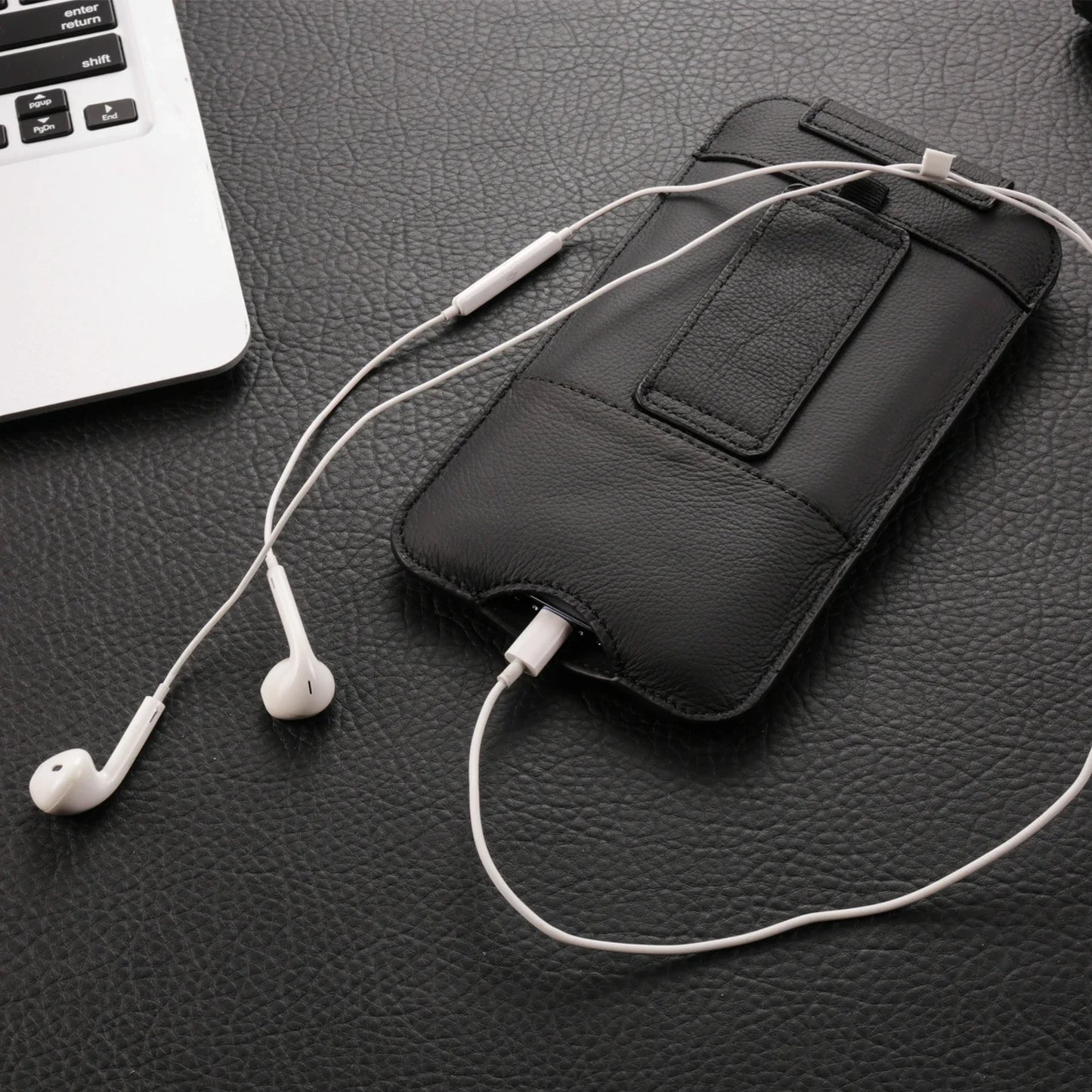Genuine Cow Leather Phone Pouch – Men’s Waist Bag Holster for iPhone 7 to 16 Pro Max