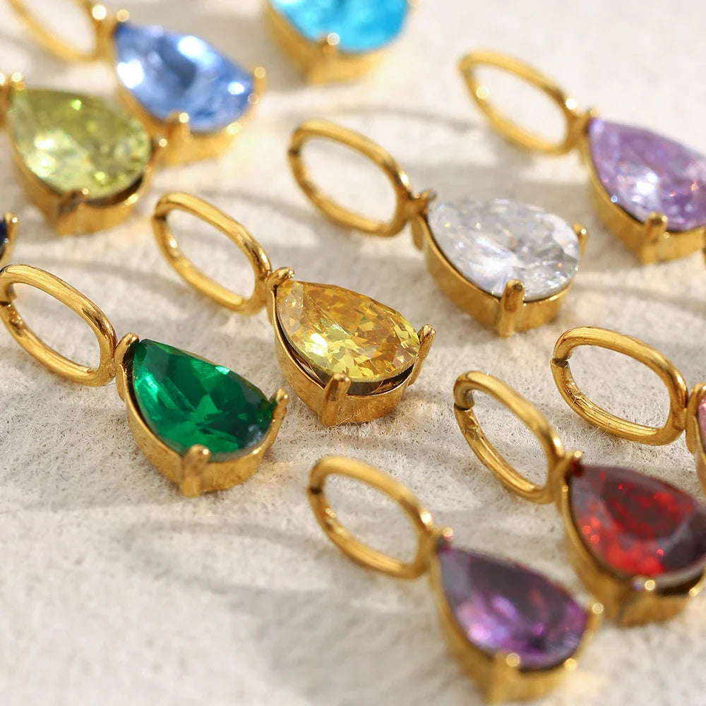 E.B.belle Colorful Zircon Waterdrop Pendant Jewelry Set for Women – DIY Handmade Necklace & Earrings Making Accessories