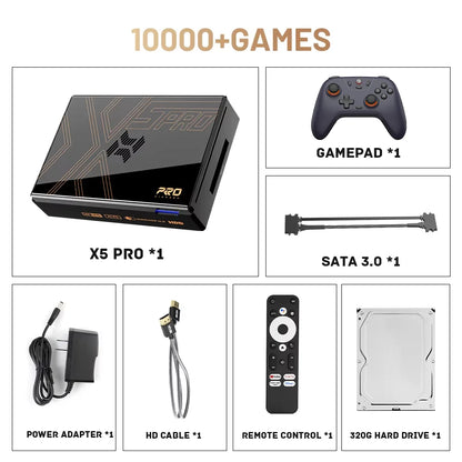 KINHANK Super Console X5 PRO Retro Game Console – Plug & Play with 10,000+ Built-in Games, 320G/4TB Support for PS2, Wii, N64, MAME & More