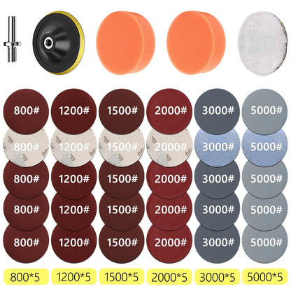 3-Inch Headlight Repair & Restoration Kit — Car Polishing Disc with Auto Waxing Sponge and Sandpaper for Detailing