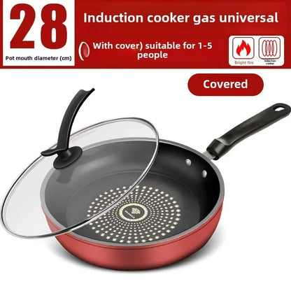 Crystal Diamond Non-Stick Frying Pan with Lid – Multi-Functional Iron Cookware for Gas & Induction