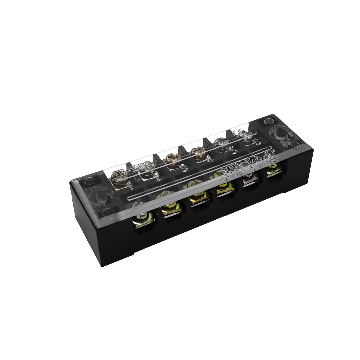 Dual Row Barrier Screw Terminal Block Strip — 600V 15A Wire Connector, 3-20 Position Options
