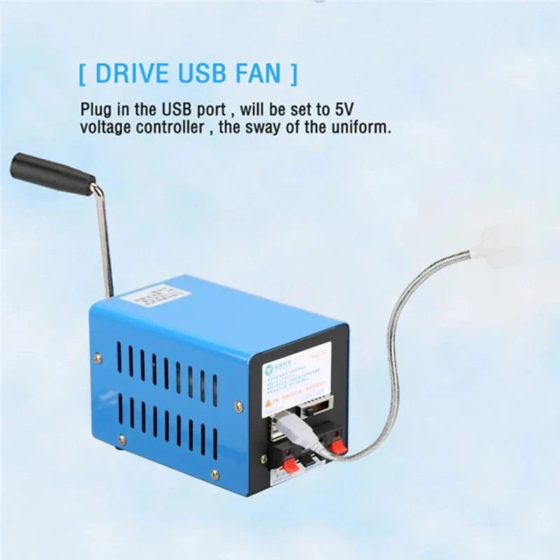 20W Outdoor Portable Hand Crank Generator — Multi-Function USB Emergency Survival Power Supply