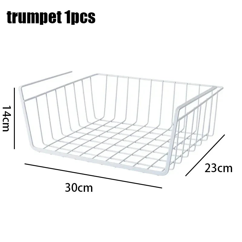 Multipurpose Hanging Closet Storage Basket — Metal Organizer for Kitchen Cabinets, Desks, and Home Use